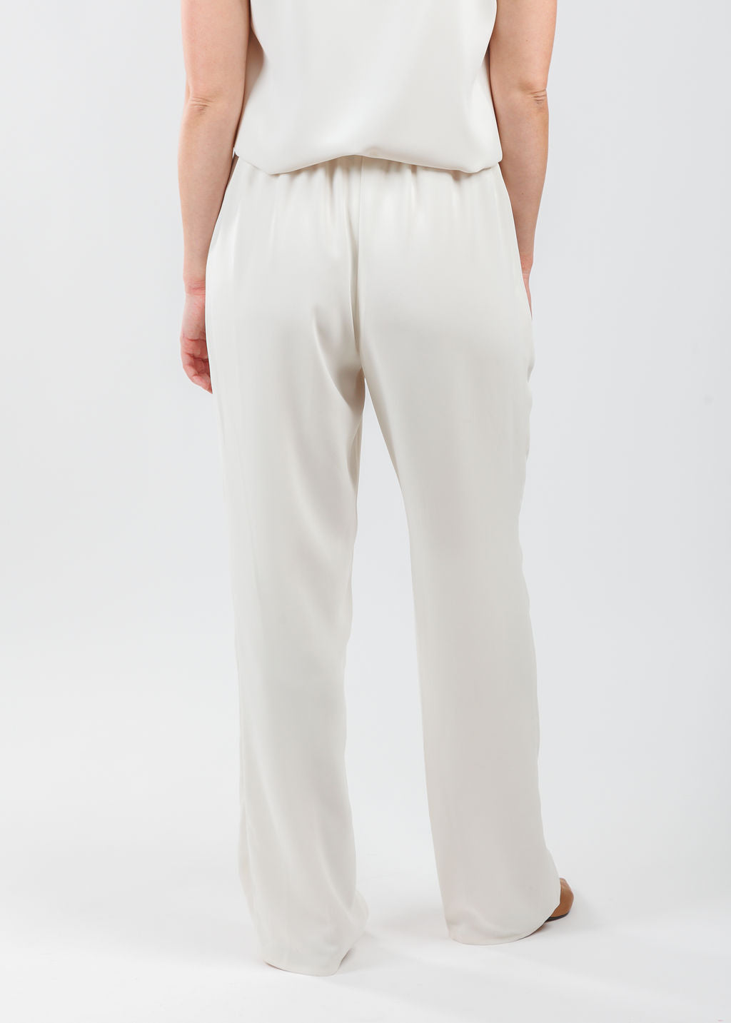 Caroline Rose Matte Crepe Straight Leg Pants in Ivory available at Barbara Katz