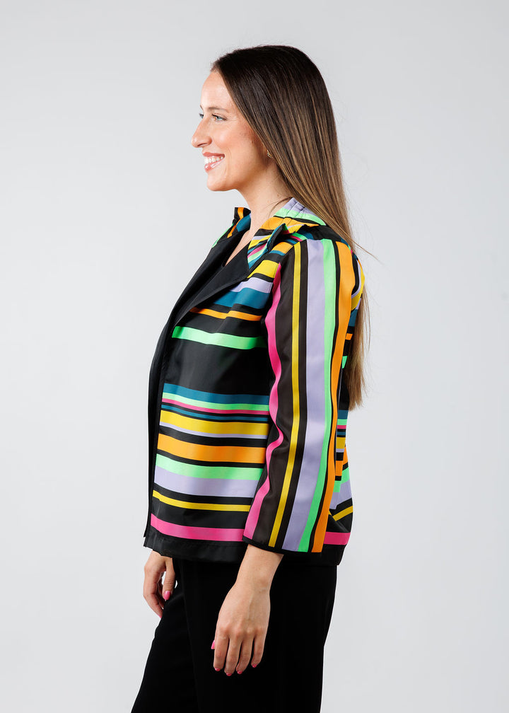Caroline Rose Naomi Ruched Collar Jacket in Black available at Barbara Katz