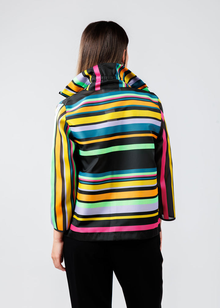 Caroline Rose Naomi Ruched Collar Jacket in Black available at Barbara Katz