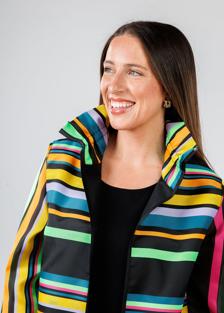 Caroline Rose Naomi Ruched Collar Jacket in Black available at Barbara Katz