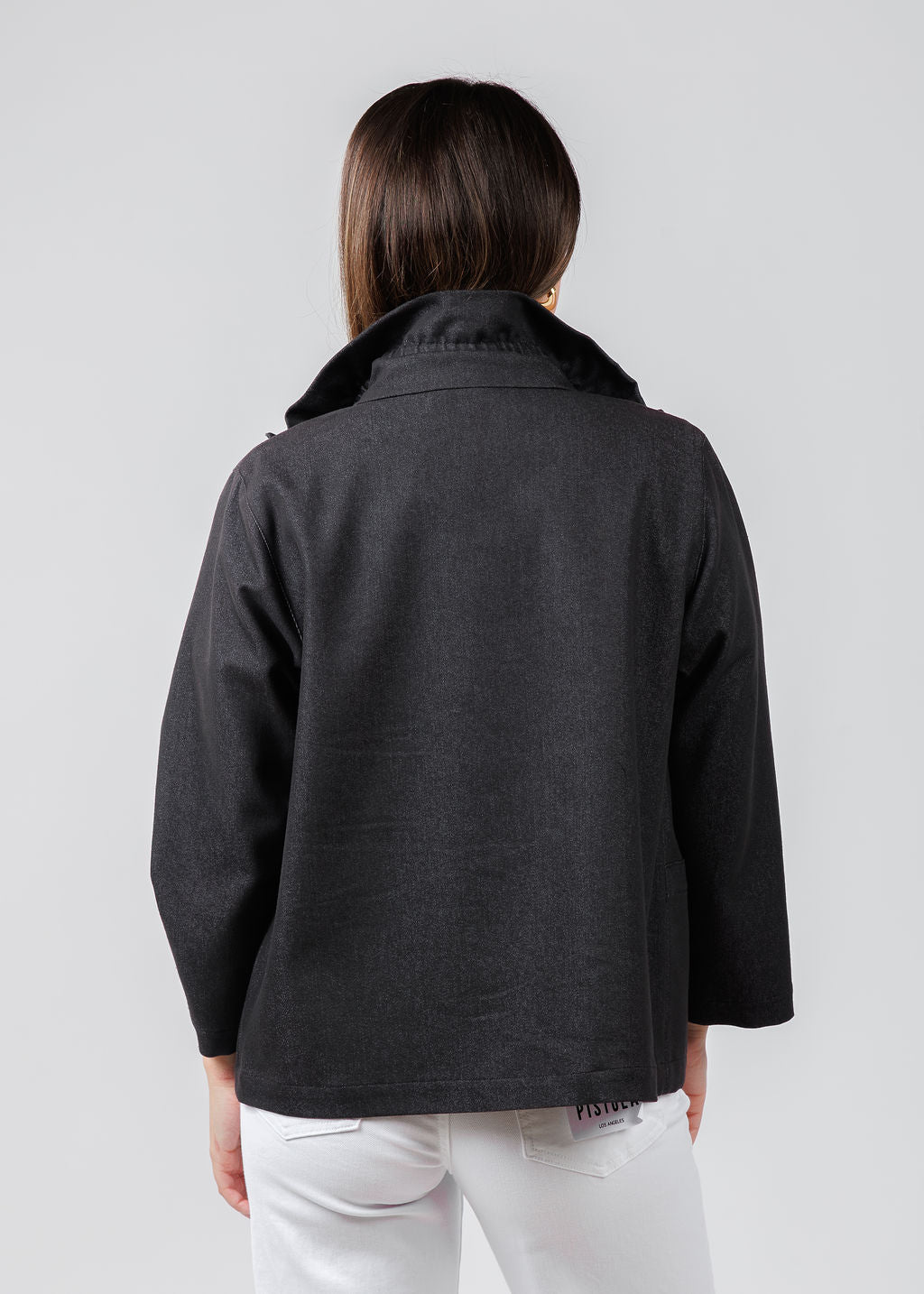Caroline Rose Stretch Denim Jacket in Black available at Barbara Katz