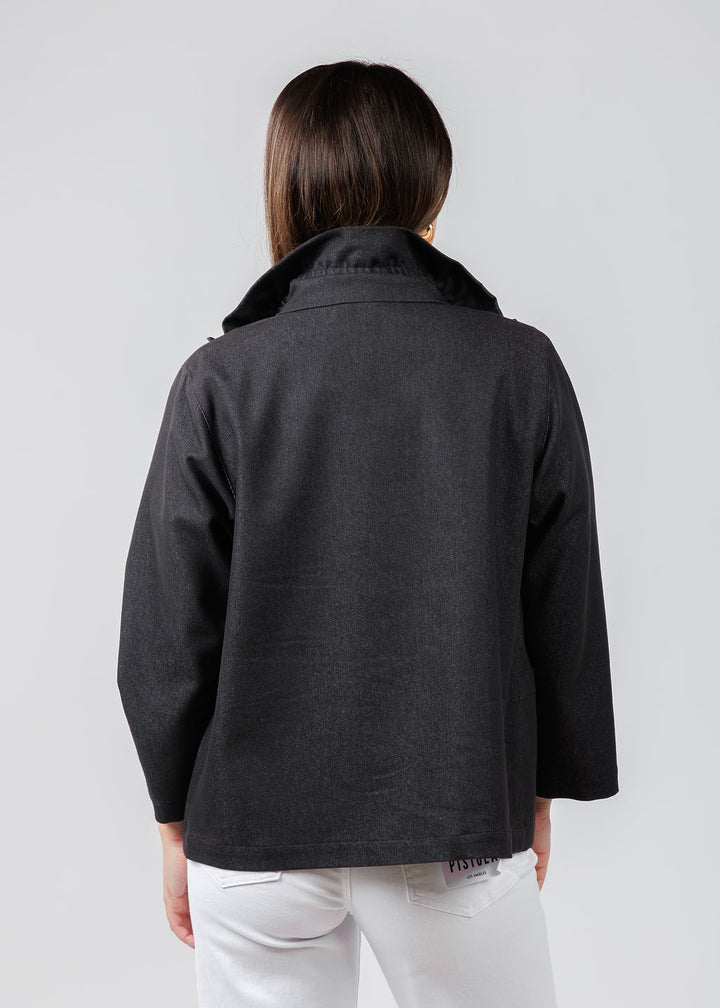 Caroline Rose Stretch Denim Jacket in Black available at Barbara Katz