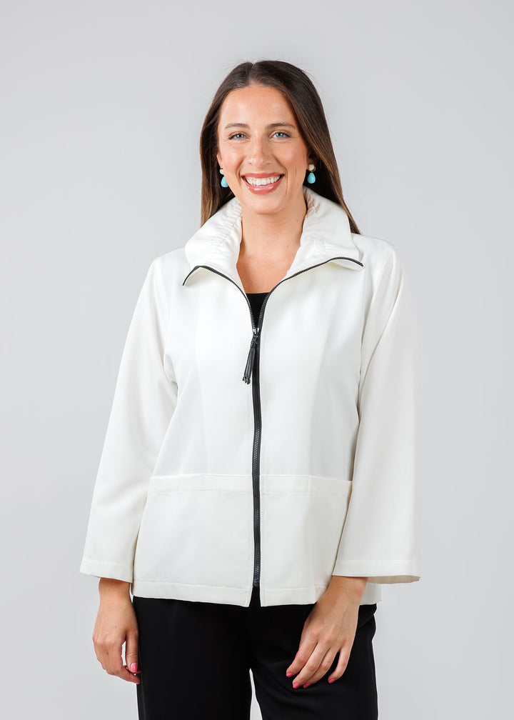 Caroline Rose Comfort Stretch Jacket in White available at Barbara Katz