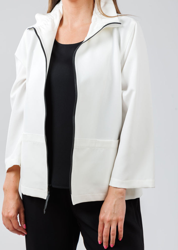 Caroline Rose Comfort Stretch Jacket in White available at Barbara Katz