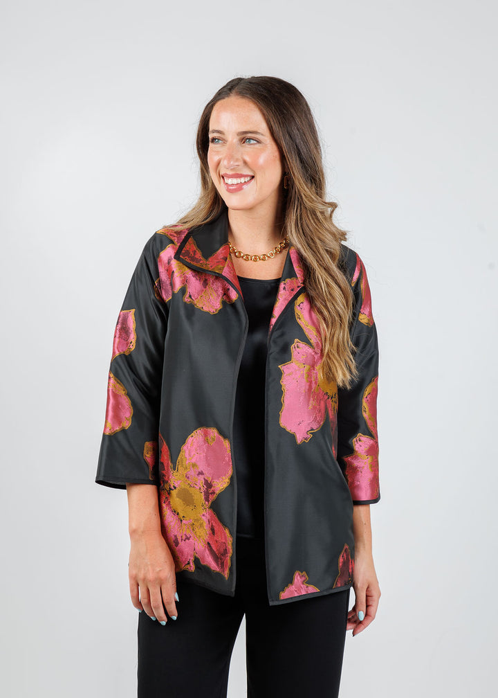 Caroline Rose Karoima Easy A-Line Blouse in Pink/Black available at Barbara Katz
