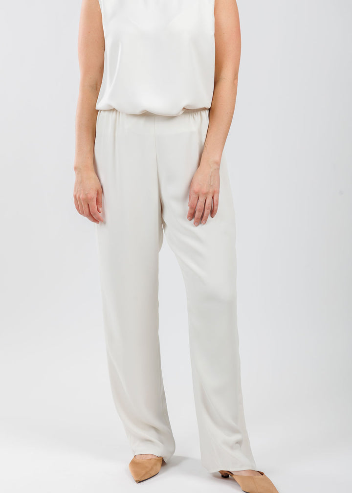 Caroline Rose Matte Crepe Straight Leg Pants in Ivory available at Barbara Katz