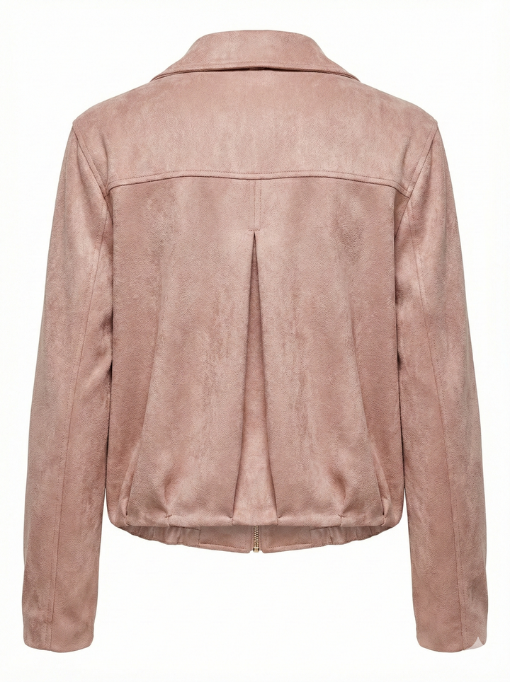Adroit Atelier Cassidy Faux Suede Jacket in Dusty Pink available at Barbara Katz