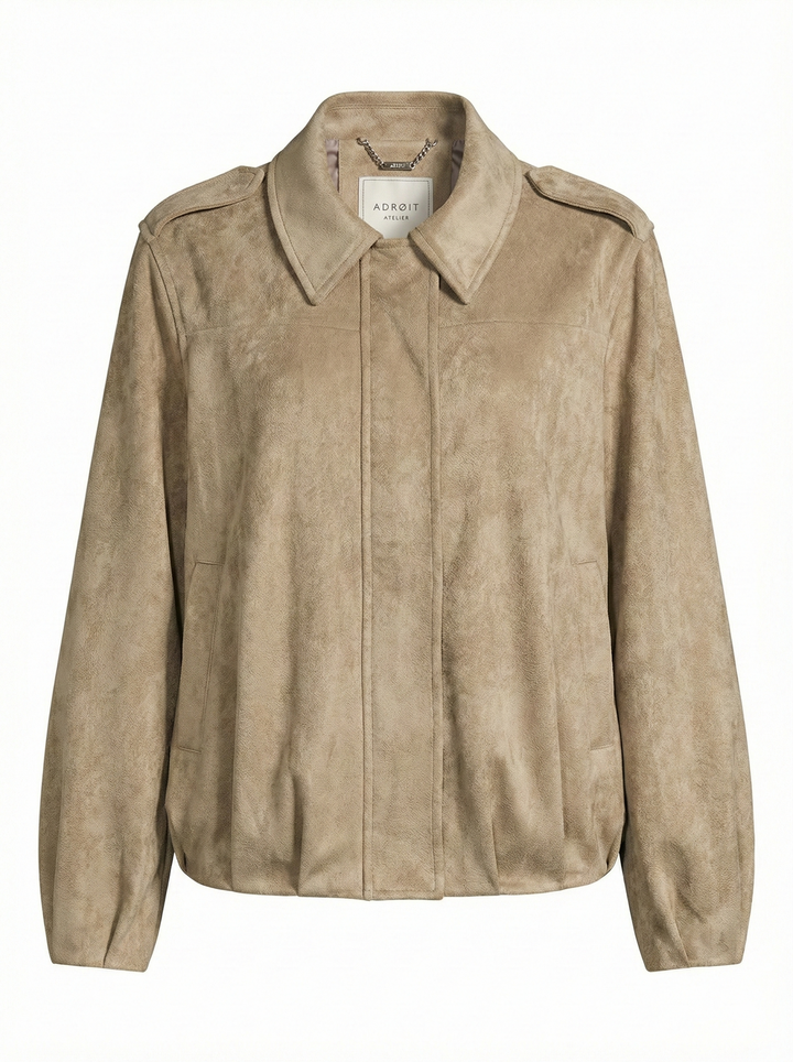 Adroit Atelier Cassidy Faux Suede Jacket in Moss available at Barbara Katz