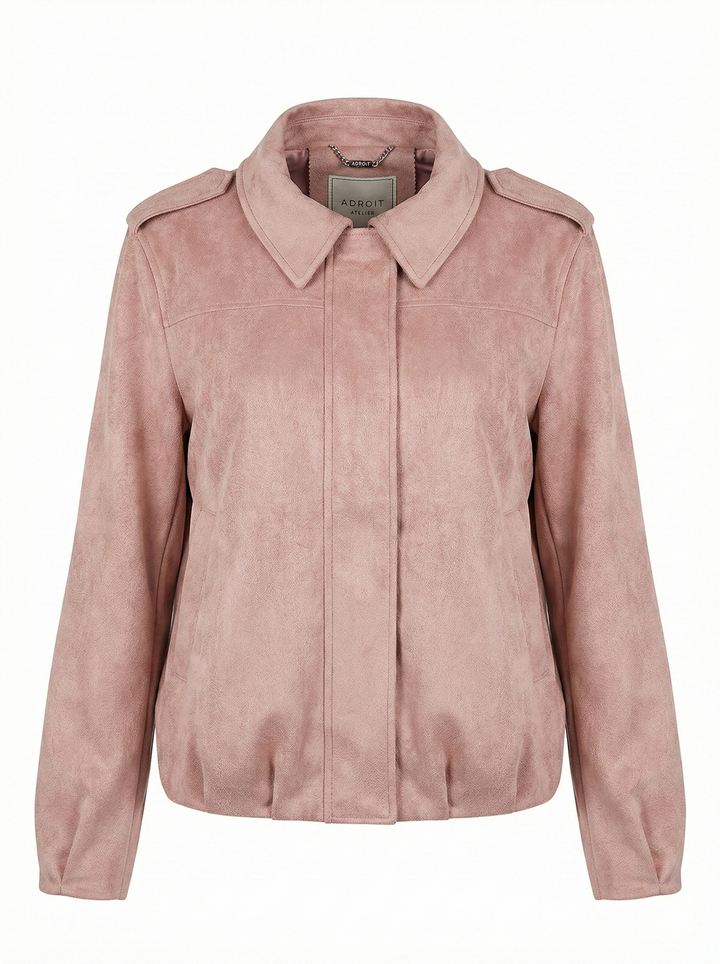 Adroit Atelier Cassidy Faux Suede Jacket in Dusty Pink available at Barbara Katz