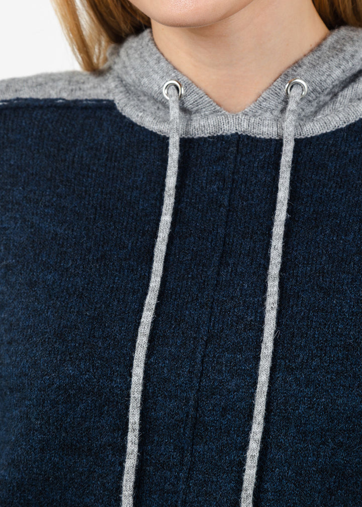 Central Park West Isla Layered Hoodie in Blue Combo available at Barbara Katz