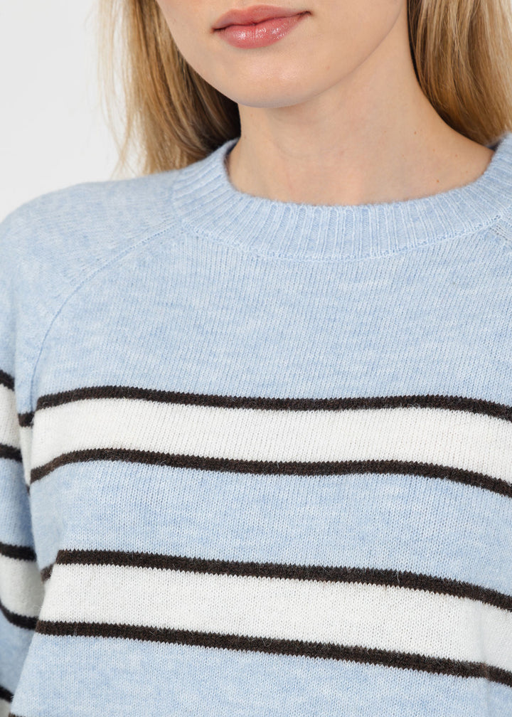 Central Park West Isla Stripe Oversized Raglan Sweater in Blue Combo available at Barbara Katz