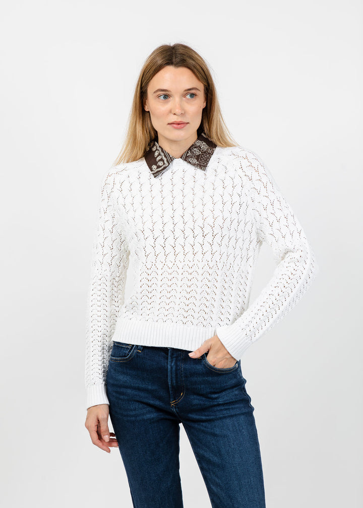 Central Park West Wren Bandana Printed Twofer Sweater in Ivory available at Barbara Katz