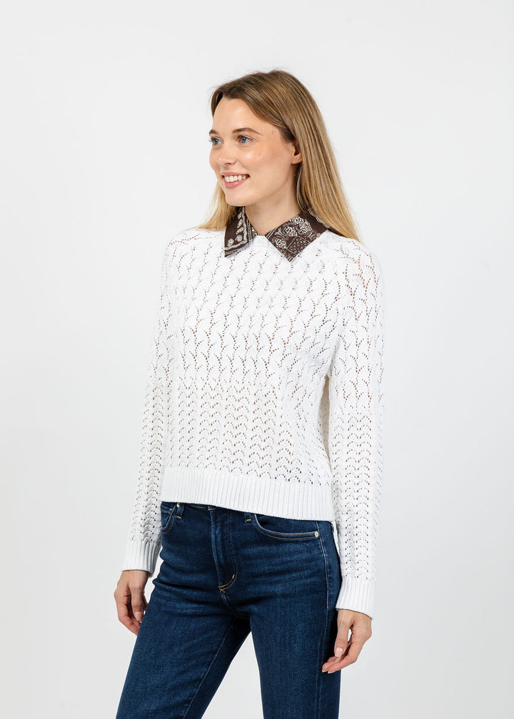 Central Park West Wren Bandana Printed Twofer Sweater in Ivory available at Barbara Katz