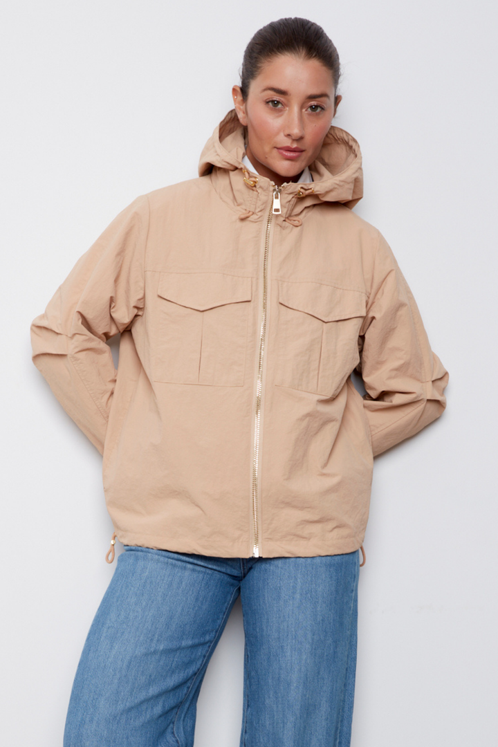 Adroit Atelier Charlie Hooded Zip Front Windbreaker in Honey available at Barbara Katz