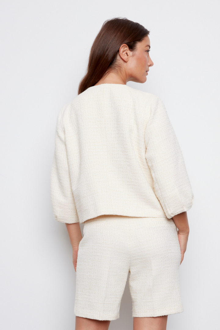 Charlotte Textured Woven Button-Front Jacket - Cream