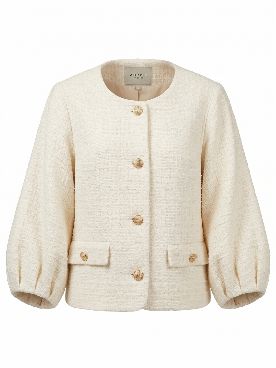 Charlotte Textured Woven Button-Front Jacket - Cream