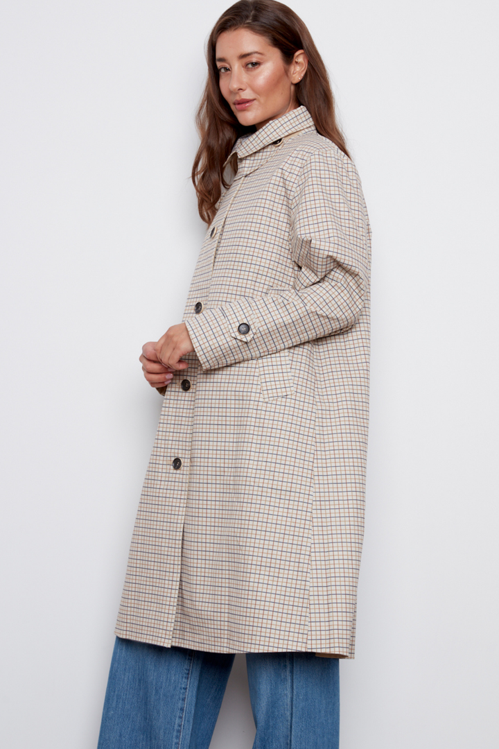 Adroit Atelier Chloe Reversible Loose Fitting Trench Coat in Safari available at Barbara Katz