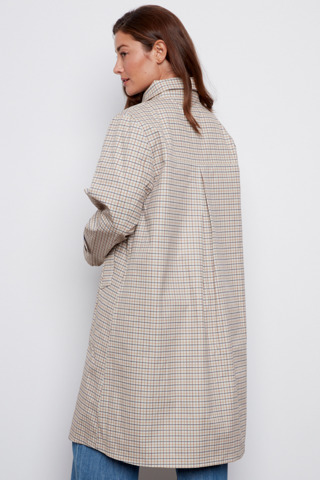Adroit Atelier Chloe Reversible Loose Fitting Trench Coat in Safari available at Barbara Katz