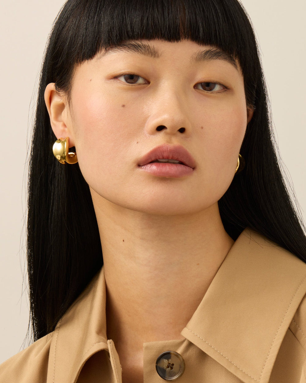 Jenny Bird Chunky Doune Hoops in Gold available at Barbara Katz