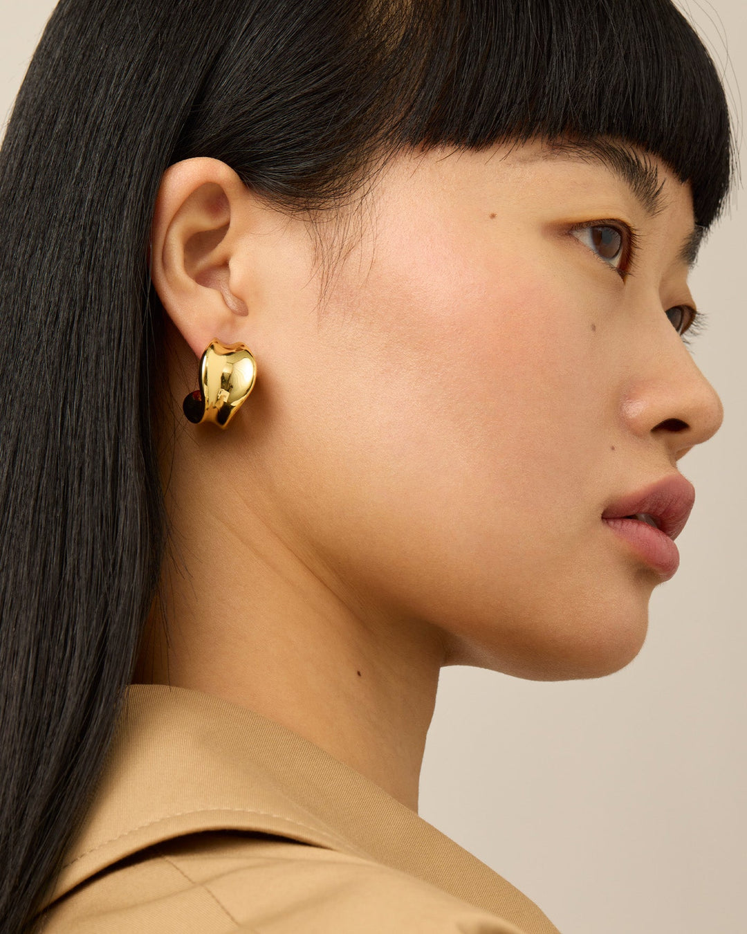 Jenny Bird Chunky Doune Hoops in Gold available at Barbara Katz