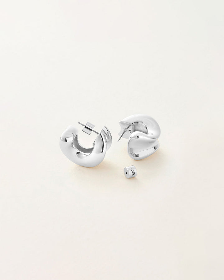 Jenny Bird Chunky Doune Hoops in Silver available at Barbara Katz