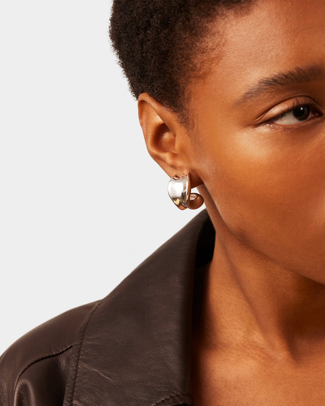 Jenny Bird Chunky Doune Hoops in Silver available at Barbara Katz