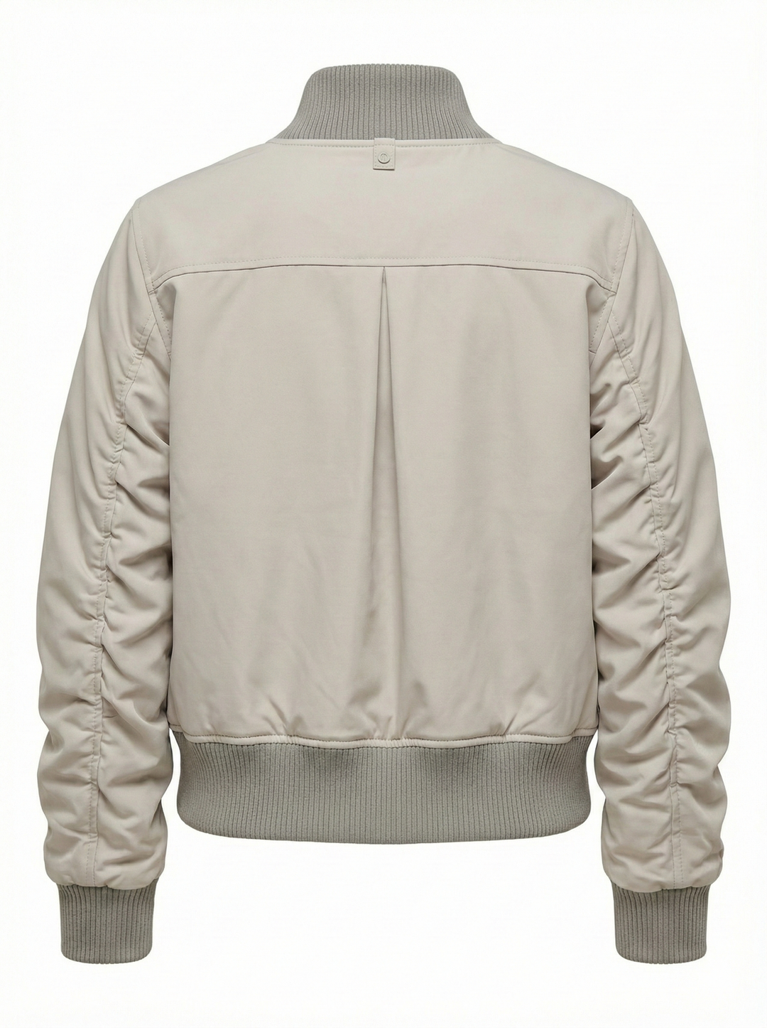 Adroit Atelier Cierra Bomber Jacket With Shirring Detail in Elephant available at Barbara Katz