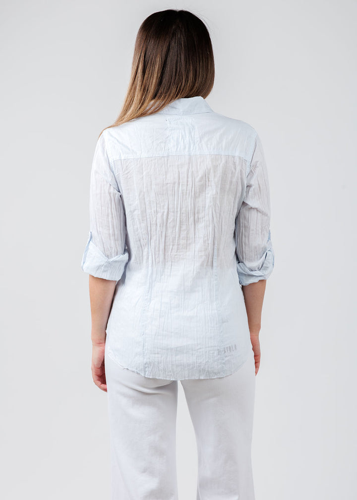 Cino Daisy Embroidered Shirt in Light Chambray available at Barbara Katz