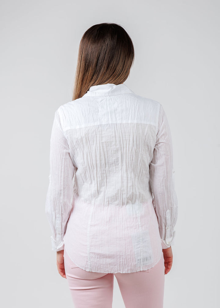 Cino Daisy Embroidered Shirt in White available at Barbara Katz