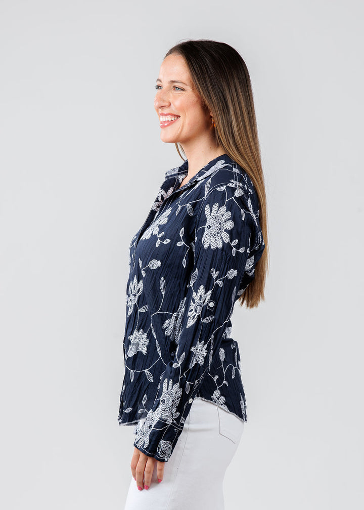 Martinique Embroidered Shirt - Midnight