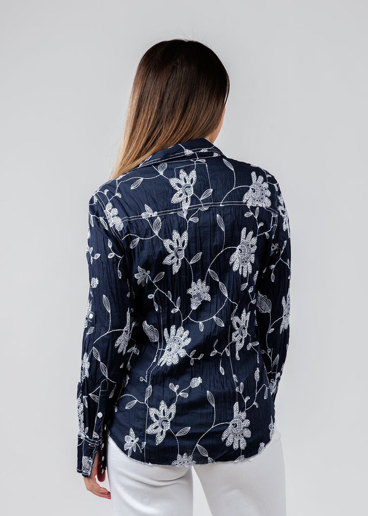 Martinique Embroidered Shirt - Midnight