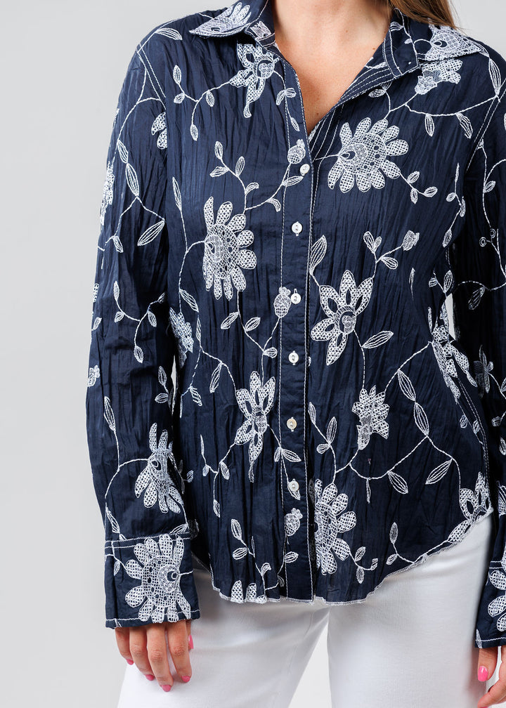 Martinique Embroidered Shirt - Midnight