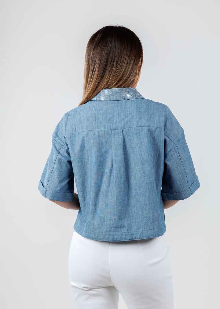 Chambray Arno Top - Medium Blue