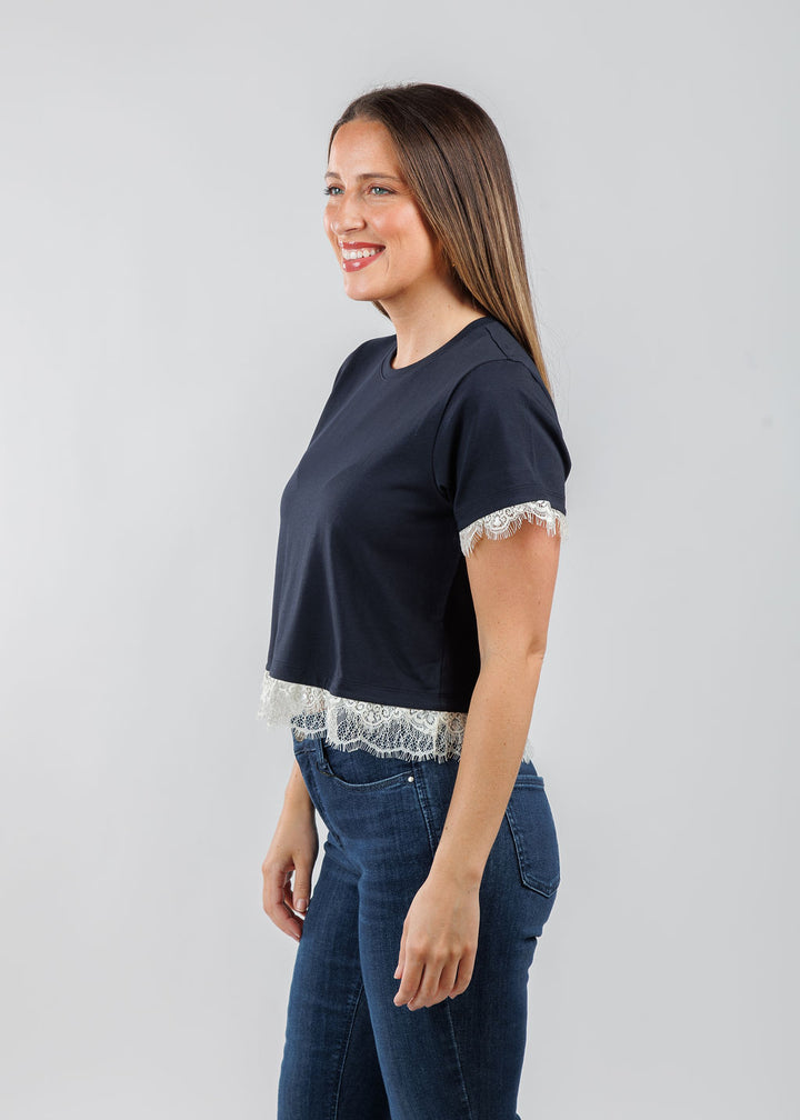 Cinq a Sept Ami Tee in Navy/Ivory available at Barbara Katz