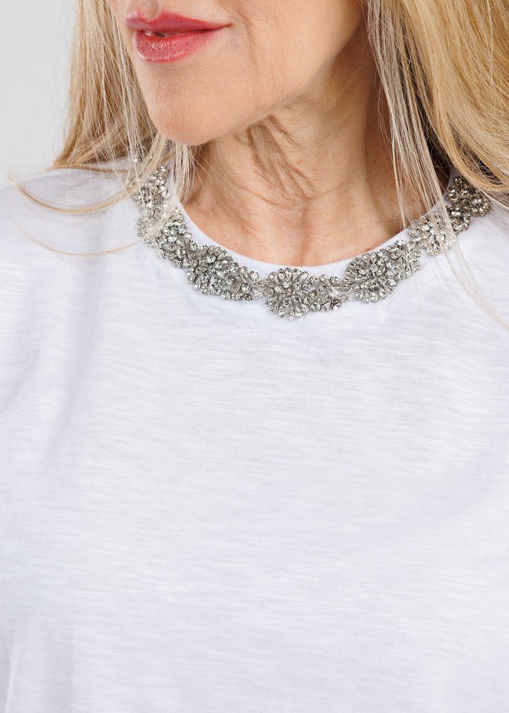 Cinq a Sept Crystal Garden Bree Tee in White available at Barbara Katz