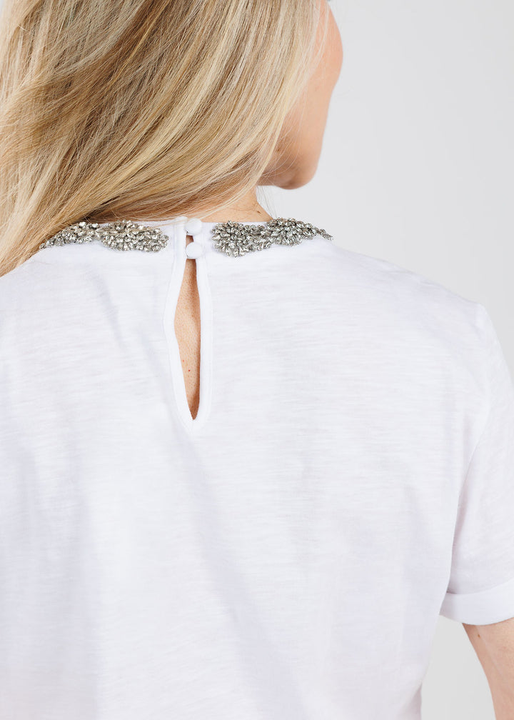 Cinq a Sept Crystal Garden Bree Tee in White available at Barbara Katz