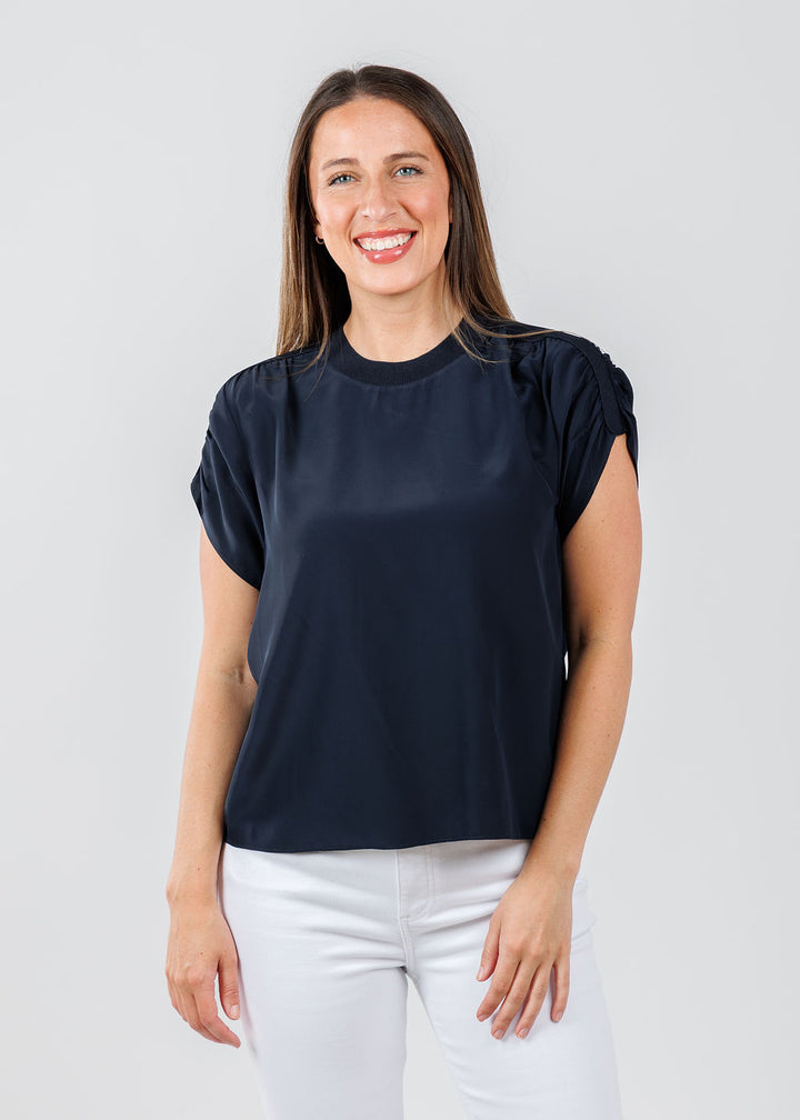 Cinq a Sept Lorraine Top in Navy available at Barbara Katz