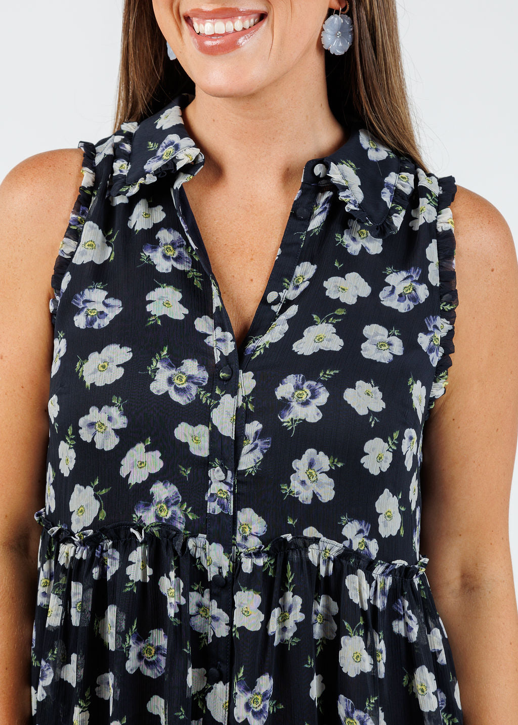 Cinq a Sept Mini Poppies Becci Dress in Navy Multi available at Barbara Katz
