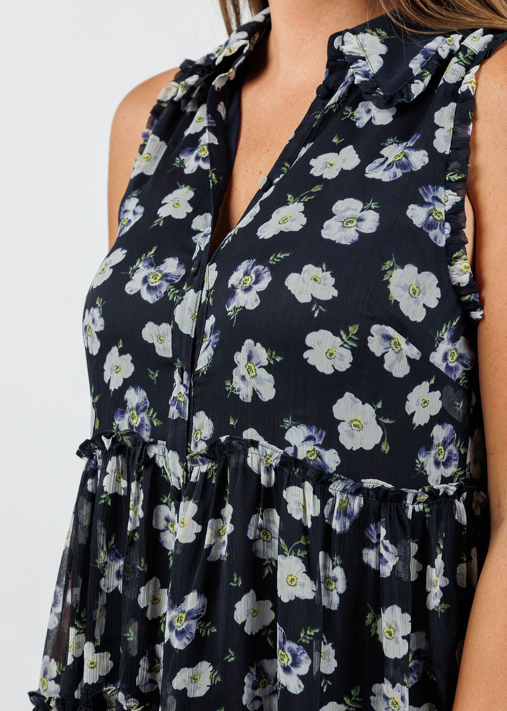 Cinq a Sept Mini Poppies Becci Dress in Navy Multi available at Barbara Katz