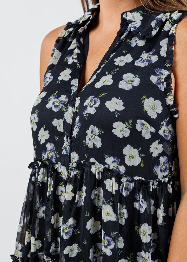 Cinq a Sept Mini Poppies Becci Dress in Navy Multi available at Barbara Katz