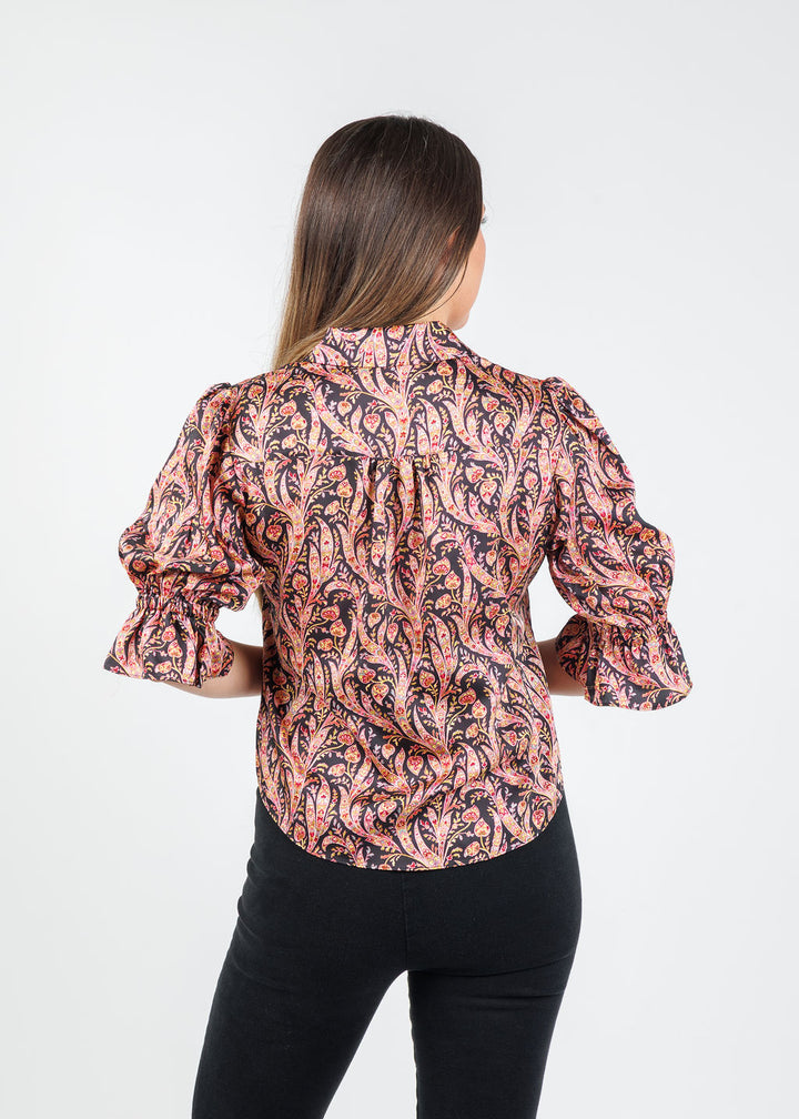 Cinq a Sept Charming Paisley Fiona Top in Obsidian Multi available at Barbara Katz