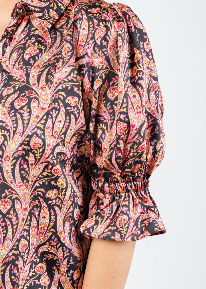 Cinq a Sept Charming Paisley Fiona Top in Obsidian Multi available at Barbara Katz