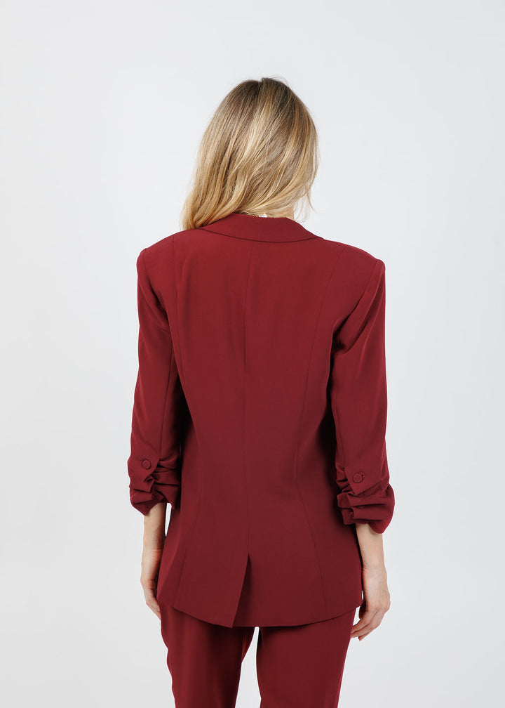 Cinq a Sept Khloe Crepe Blazer in Wineberry available at Barbara Katz