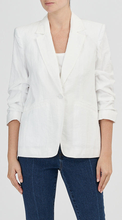 Cinq a Sept Tumbled Woven Khloe Blazer in White available at Barbara Katz