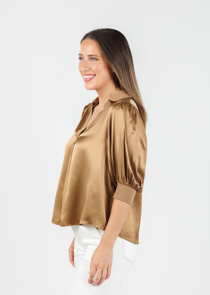 Cinq a Sept Weldon Top in Brown Sandstone available at Barbara Katz