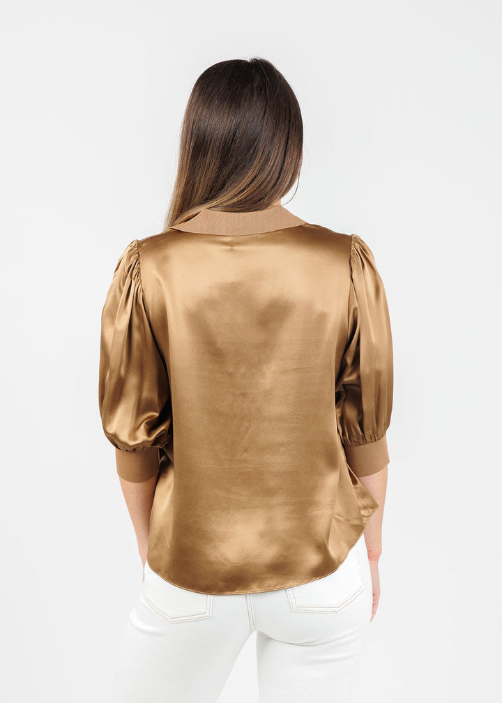 Cinq a Sept Weldon Top in Brown Sandstone available at Barbara Katz