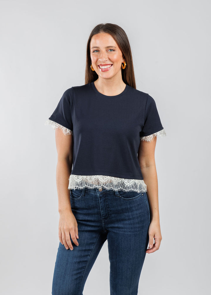 Cinq a Sept Ami Tee in Navy/Ivory available at Barbara Katz