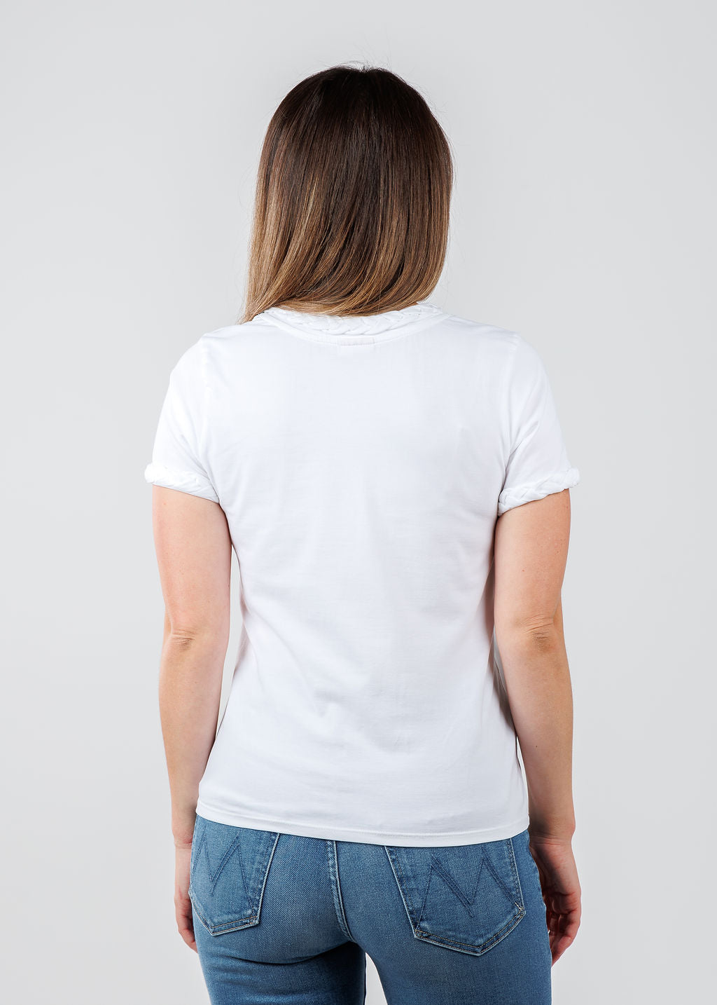 Cinq a Sept Braided Tee in White available at Barbara Katz