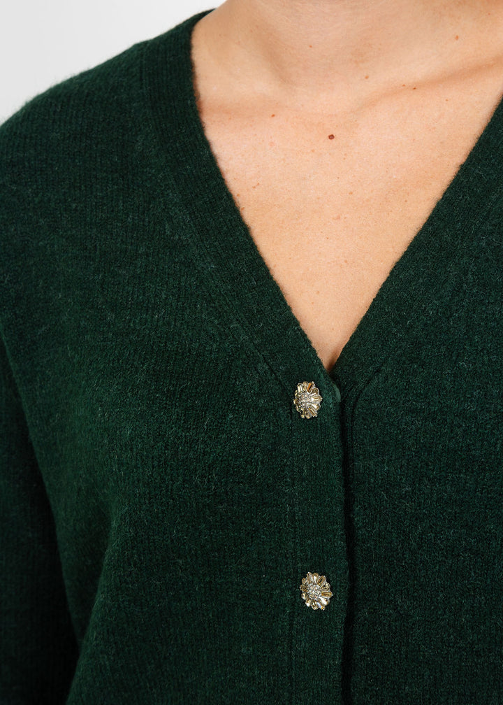 Cinq a Sept Briana Feather Cardigan in Deep Malachite available at Barbara Katz