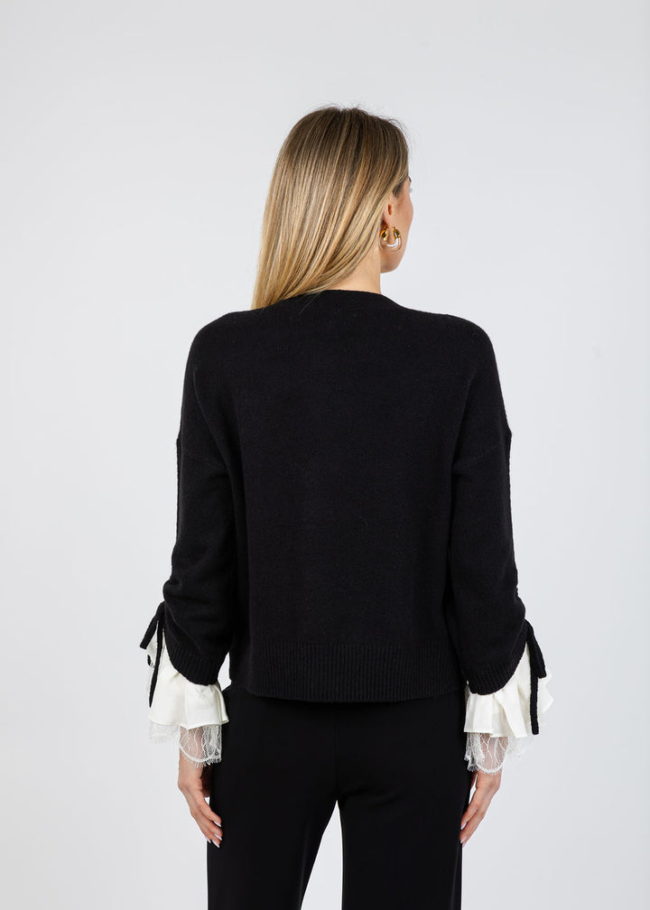 Cinq a Sept Brooches Atlas Cardigan in Black available at Barbara Katz